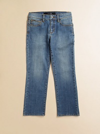 A faded, light wash basic with five-pocket styling, a loose-leg silhouette and a little stretch for a comfy fit.Front button closureWaistband with belt loopsZip flyFive-pocket style99% cotton/1% spandexMachine washImported A faded, light wash basic with five-pocket styling, a loose-leg silhouette and a little stretch for a comfy fit.Front button closureWaistband with belt loopsZip flyFive-pocket style99% cotton/1% spandexMachine washImported