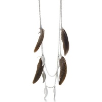 Double Strand Leaf and Feather Necklace, 30 Inches Long, CLEARANCE PRICED, LIMITED QUANTITY AVAILABLE