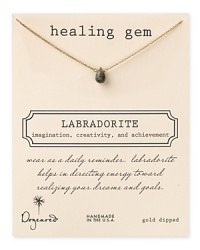 Rejuvenate your spirit and your jewel box with Dogeared's labradorite healing gem necklace, evoking imagination and achievement. Wear the smokey gem for a daily dose of harmony at your neckline. Rejuvenate your spirit and your jewel box with Dogeared's labradorite healing gem necklace, evoking imagination and achievement. Wear the smokey gem for a daily dose of harmony at your neckline.