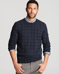 A sweater in pure cashmere with a handsome windowpane check pattern rewards you with uncommon softness for a decadent addition to your wardrobe. A sweater in pure cashmere with a handsome windowpane check pattern rewards you with uncommon softness for a decadent addition to your wardrobe.