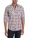 Wrangler Men's Poplin Plaid Snaps Short Sleeve Western Jean Shirt