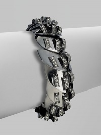 Sparkling, black rhinestone accents on a hematite plated, layered, chevron design. Hematite plated brassGlass stonesHook closureLength, about 7½Imported Sparkling, black rhinestone accents on a hematite plated, layered, chevron design. Hematite plated brassGlass stonesHook closureLength, about 7½Imported