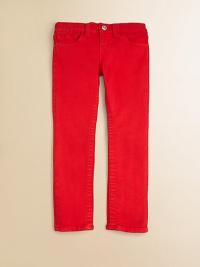 A not-so-basic pair of leggings gets a colorful update with tonal stitching in a stretchy, skinny silhouette.Front button closureWaistband with belt loopsZip flyFive-pocket styleCotton/Polyester/ElastaneHand washImported of domestic fabric A not-so-basic pair of leggings gets a colorful update with tonal stitching in a stretchy, skinny silhouette.Front button closureWaistband with belt loopsZip flyFive-pocket styleCotton/Polyester/ElastaneHand washImported of domestic fabric