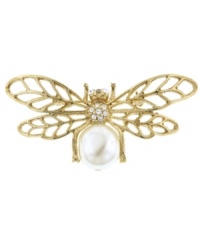 Pin your favorite scarf or blazer with this bee-autiful style. 2028's unique bee brooch features intricate cut-out wings, an acrylic pearl body and sparkling glass accents. Set in gold-plated mixed metal. Approximate size: 1-1/2 inches. Pin your favorite scarf or blazer with this bee-autiful style. 2028's unique bee brooch features intricate cut-out wings, an acrylic pearl body and sparkling glass accents. Set in gold-plated mixed metal. Approximate size: 1-1/2 inches.