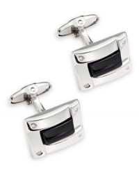Stylish and sophisticated. Dress up your favorite work shirt with these sleek sterling silver and onyx (5 ct. t.w.) cuff links. Approximate length: 7/8 inch. Approximate width: 5/8 inch. Stylish and sophisticated. Dress up your favorite work shirt with these sleek sterling silver and onyx (5 ct. t.w.) cuff links. Approximate length: 7/8 inch. Approximate width: 5/8 inch.