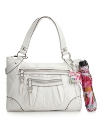A lady-like satchel with a place for everything. This stylish design from Tyler Rodan features silvertone hardware, tons of pockets and a bonus umbrella for life's little storms. A lady-like satchel with a place for everything. This stylish design from Tyler Rodan features silvertone hardware, tons of pockets and a bonus umbrella for life's little storms.