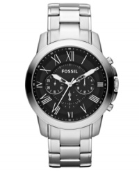 A handsome structured steel timepiece from Fossil's Grant collection. A handsome structured steel timepiece from Fossil's Grant collection.