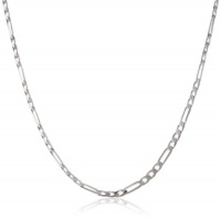Men's 14k White Gold 2.6mm Figaro Chain Necklace, 18 Men's 14k White Gold 2.6mm Figaro Chain Necklace, 18