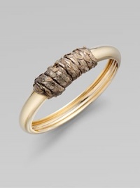 A stunning piece with wrapped snake skin. 14K goldplated Slip-on style Diameter, about 2¼ Made in USA A stunning piece with wrapped snake skin. 14K goldplated Slip-on style Diameter, about 2¼ Made in USA