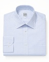 The shaded check pattern of this cotton dress shirt provides the perfect backdrop for a variety of tie designs. Or wear this button-down on its own for a polished look any day of the week.