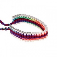 Silvertone Circle with Multi-Colored Cord Adjustable Friendship Bracelet Silvertone Circle with Multi-Colored Cord Adjustable Friendship Bracelet