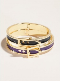 GUESS Gold-Tone and Purple Thin Buckle Bracele