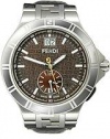 Fendi High Speed Dual Time Leather Strap Brown Dial Men's Watch #F434122