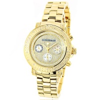 Luxurman Ladies Diamond Watch 0.3ct Yellow Gold Plated Luxurman Ladies Diamond Watch 0.3ct Yellow Gold Plated