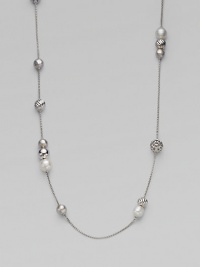 From the Elements Collection. Luminous South Sea pearls and carved sterling silver beads are stationed on an elegant strand of sterling silver. Gorgeous worn either super long or doubled up.South Sea pearl Sterling silver Length, about 48 Lobster Clasp Imported From the Elements Collection. Luminous South Sea pearls and carved sterling silver beads are stationed on an elegant strand of sterling silver. Gorgeous worn either super long or doubled up.South Sea pearl Sterling silver Length, about 48 Lobster Clasp Imported