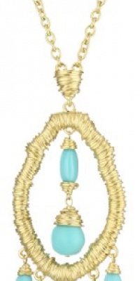 T Tahari Marrakesh Gold and Turquoise-Color Pendant Necklace