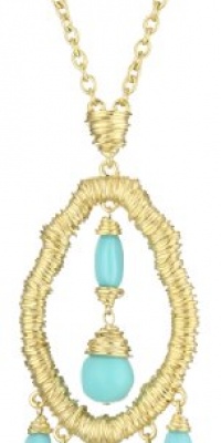 T Tahari Marrakesh Gold and Turquoise-Color Pendant Necklace T Tahari Marrakesh Gold and Turquoise-Color Pendant Necklace
