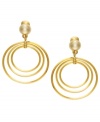 Polish your look with playful shapes. Lauren by Ralph Lauren earrings feature three graduated circles set in gold tone mixed metal. Earrings feature a clip-on backing for non-pierced ears. Approximate drop: 1-1/4 inches.