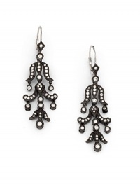 THE LOOKChandelier design.66 tcw diamonds14k black rhodium settingLatch closureTHE MEASUREMENTWidth, about ½Length, about 1¾ORIGINImported THE LOOKChandelier design.66 tcw diamonds14k black rhodium settingLatch closureTHE MEASUREMENTWidth, about ½Length, about 1¾ORIGINImported