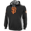 MLB Mens San Francisco Giants Catcher Black/Steel Heather Long Sleeve Hooded Fleece Pullover By Majestic