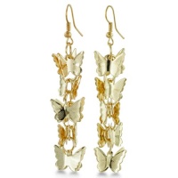 MULTI BUTTERFLY GOLD EAR Long Butterfly Gold Tone Dangle Earrings