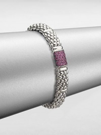 From the Muse Collection. An iconic caviar texture in sleek sterling silver accented with a pretty pink sapphire station. Sterling silverPink sapphireLength, about 7.5Box and tongue closureImported From the Muse Collection. An iconic caviar texture in sleek sterling silver accented with a pretty pink sapphire station. Sterling silverPink sapphireLength, about 7.5Box and tongue closureImported