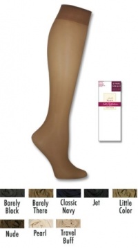 Hanes Silk Reflection Plus Silky Sheer Knee High Enhanced Toe - 6 pairs Jet,One Size