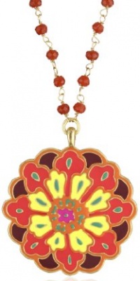 Lucky Brand Suzani Gold-Tone Orange Enamel Pendant Necklace Lucky Brand Suzani Gold-Tone Orange Enamel Pendant Necklace