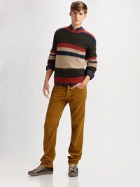 It's a classic but it looks oh so modern in bold stripes and sophisticated shades in a luxurious mohair blend.Ribbed crewneck Long sleeves with ribbed cuffs Ribbed bottom 33% mohair/35% nylon/32% wool Dry clean ImportedAdditional Information Men's Shirts & Sweaters Size Guide It's a classic but it looks oh so modern in bold stripes and sophisticated shades in a luxurious mohair blend.Ribbed crewneck Long sleeves with ribbed cuffs Ribbed bottom 33% mohair/35% nylon/32% wool Dry clean ImportedAdditional Information Men's Shirts & Sweaters Size Guide