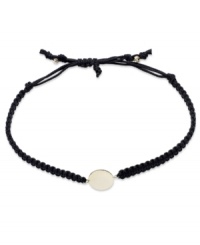 Wrap-ably chic! This trendy bracelet features a polished 14k gold disc strung from a black nylon rope cord. Approximate diameter: 2-1/4 inches (extends to 3-1/2 inches). Wrap-ably chic! This trendy bracelet features a polished 14k gold disc strung from a black nylon rope cord. Approximate diameter: 2-1/4 inches (extends to 3-1/2 inches).