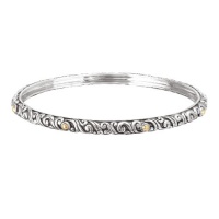 925 Silver Swirl Bangle with 18k Gold Accents- 8 IN