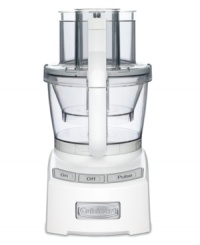 Offering home chefs with more options than ever, this next-generation food processor from Cuisinart is destined for culinary greatness. It comes fully equipped with two interchangeable bowls, plus an adjustable, 6-position slicing disc that ensures results exactly as you intended. Three-year limited warranty. Model FP-12. Offering home chefs with more options than ever, this next-generation food processor from Cuisinart is destined for culinary greatness. It comes fully equipped with two interchangeable bowls, plus an adjustable, 6-position slicing disc that ensures results exactly as you intended. Three-year limited warranty. Model FP-12.