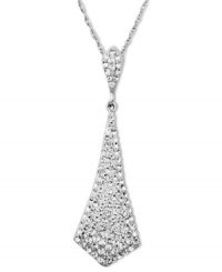 Tomboy chic. Kaleidoscope's career-inspired tie pendant shines with the addition of round-cut clear crystals with Swarovski Elements. Set in sterling silver. Approximate length: 18 inches. Approximate drop: 1-5/8 inches.