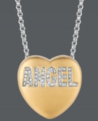 Tell her how you really feel. Give her the gift of Sweethearts' stunning pendant. Crafted in 14k gold over sterling silver, this heart-shaped design features the word ANGEL in round-cut diamonds (1/10 ct. t.w.). Copyright © 2011 New England Confectionery Company. Approximate length: 16 inches + 2-inch extender. Approximate drop: 5/8 inch. Tell her how you really feel. Give her the gift of Sweethearts' stunning pendant. Crafted in 14k gold over sterling silver, this heart-shaped design features the word ANGEL in round-cut diamonds (1/10 ct. t.w.). Copyright © 2011 New England Confectionery Company. Approximate length: 16 inches + 2-inch extender. Approximate drop: 5/8 inch.