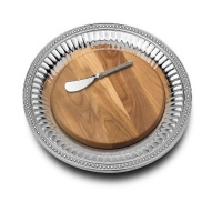 Wilton Armetale Flutes and Pearls Serving Tray and Cheese Board with Spreader, Round, 13-1/2-Inch Wilton Armetale Flutes and Pearls Serving Tray and Cheese Board with Spreader, Round, 13-1/2-Inch