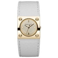 Michael Kors White Leather Strap Champagne Dial Ladies Watch MK2211