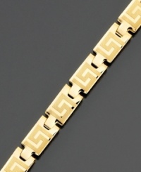 Infuse every day with sophistication. A stylish, geometric 14k gold Greek Key bracelet with pretty polished and satin finishes. Length measures 7-1/4 inches. Infuse every day with sophistication. A stylish, geometric 14k gold Greek Key bracelet with pretty polished and satin finishes. Length measures 7-1/4 inches.