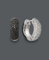 Play up your look in chic, contrasting colors. Victoria Townsend's dynamic diamond hoops feature round-cut white diamonds (1/4 ct. t.w.) and black diamond accents for playful, mix and match style. Crafted in sterling silver. Approximate diameter: 9/16 inch. Play up your look in chic, contrasting colors. Victoria Townsend's dynamic diamond hoops feature round-cut white diamonds (1/4 ct. t.w.) and black diamond accents for playful, mix and match style. Crafted in sterling silver. Approximate diameter: 9/16 inch.