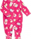 Carter's Infant Girls Micro Fleece Snap - Pink Snowman (3Mos)