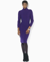A cozy wool-blend dress is designed in a chic turtleneck silhouette with an A-line skirt for figure-flattering style. A cozy wool-blend dress is designed in a chic turtleneck silhouette with an A-line skirt for figure-flattering style.