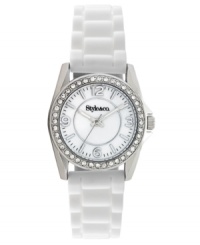 A clean and crisp watch design with added crystal sparkle, by Style&co. A clean and crisp watch design with added crystal sparkle, by Style&co.