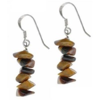 Sterling Silver Genuine Tiger Eye Chip Earrings Sterling Silver Genuine Tiger Eye Chip Earrings