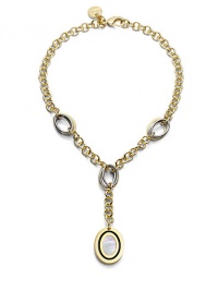THE LOOKOval bull's eye design and contrasting linksMother of pearl and enamel details18k electroplated gold and stainless steel linksLobster clasp with logo charmTHE MEASUREMENTPendant drop, about 2¾Length, about 17ORIGINMade in Italy THE LOOKOval bull's eye design and contrasting linksMother of pearl and enamel details18k electroplated gold and stainless steel linksLobster clasp with logo charmTHE MEASUREMENTPendant drop, about 2¾Length, about 17ORIGINMade in Italy