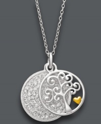 Family means everything. This extra-personal family tree necklace is crafted in sterling silver and accented by sparkling crystals and an 18k gold over sterling silver heart. The reverse side features the script: My family, my love. Approximate length: 18 inches. Approximate drop: 1 inch. Family means everything. This extra-personal family tree necklace is crafted in sterling silver and accented by sparkling crystals and an 18k gold over sterling silver heart. The reverse side features the script: My family, my love. Approximate length: 18 inches. Approximate drop: 1 inch.