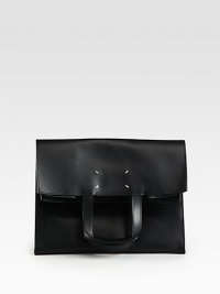 A roomy top handle carryall in smooth leather, perfect catchall for all your essentials.Double top handles, 4½ dropOpen topOne zip pouch12½W X 9½H X 3½DMade in Italy A roomy top handle carryall in smooth leather, perfect catchall for all your essentials.Double top handles, 4½ dropOpen topOne zip pouch12½W X 9½H X 3½DMade in Italy