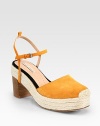 Enhance your sun-soaked adventures with this suede essential, equipped with a slingback strap and timeless espadrille trim. Stacked heel with hemp trim, 3½ (90mm)Hemp platform, 1 (25mm)Compares to a 2½ heel (65mm)Suede upperLeather lining and solePadded insoleImportedOUR FIT MODEL RECOMMENDS ordering true whole size; ½ sizes should order the next whole size up. 