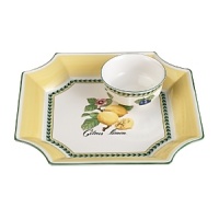 The pleasant, authentic French garden design of this chip and dip set adds a rustic, homegrown touch to entertaining occasions, and can be combined easily with other pieces from this charming collection from Villeroy & Boch. The pleasant, authentic French garden design of this chip and dip set adds a rustic, homegrown touch to entertaining occasions, and can be combined easily with other pieces from this charming collection from Villeroy & Boch.