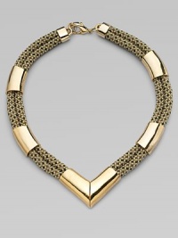 Multi-color rope accented with shiny goldtone metal tubes for a tribal-inspired style. RopeGoldtone metalLength, about 18½Lobster clasp closureMade in USA Multi-color rope accented with shiny goldtone metal tubes for a tribal-inspired style. RopeGoldtone metalLength, about 18½Lobster clasp closureMade in USA