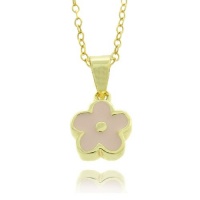 Lily Nily 18k Gold Overlay Children's Pink Enamel Flower Pendant Necklace Lily Nily 18k Gold Overlay Children's Pink Enamel Flower Pendant Necklace