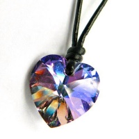 Swarovski Crystal Vitrail Light Love Heart Charm Pendant 18mm Black Leather 1mm Necklace 14 16 18 20 22 24 Adjustable Swarovski Crystal Vitrail Light Love Heart Charm Pendant 18mm Black Leather 1mm Necklace 14 16 18 20 22 24 Adjustable
